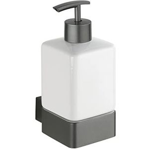 WENKO Zeepdispenser Montella - Vloeibare zeepdispenser om vast te schroeven, roestvrij staal Inhoud: 0,36 l, Aluminium, 7,3 x 17 x 10,2 cm, Antraciet