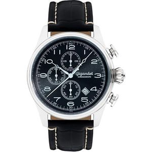 Gigandet 7VNAG41NE/002 Montre analogique à quartz japonais pour homme avec bracelet en cuir, Noir, lanière