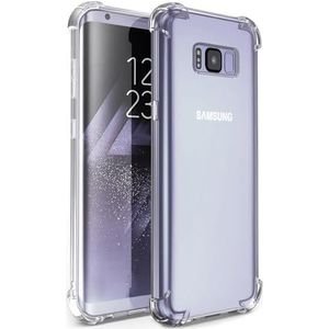Beschermhoes compatibel met schokdempers, compatibel met Galaxy S8 Samsung siliconen, transparant met versterkte randen