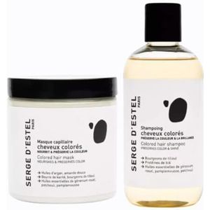 SERGE D'ESTEL PARIS - Gekleurde haarverzorging, 500 ml, shampoo en masker, gekleurd haar, voedt het haar, beschermt en verlengt de plantaardige kleur, natuurlijke verzorging, 100% veganistisch,