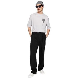 Trendyol Pantalon pour homme - Coupe droite - Taille normale, Noir, 48