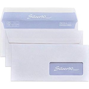 Silver Strip B0220921 500 enveloppen voor commerciële laserprinters, F.To 110 x 230 met papieren klep, 90 g, met kijkvenster, 40 x 100