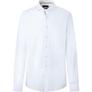 Hackett London Witte strepen pop eng overhemd heren, Wit (wit/geel)