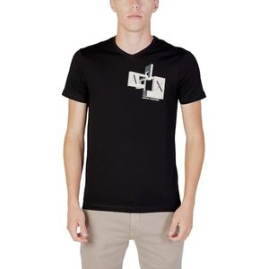 Armani Exchange Driedimensionaal logo, slim fit, korte mouwen heren T-shirt, zwart.