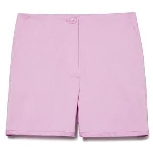 SISLEY Short en coton stretch pour femme, taille régulière, poches pour homme, motif de bordure au bas, Rose, 36