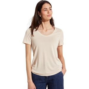 Jersey T-shirt, glad zandbeige, 44, Beige zand glad