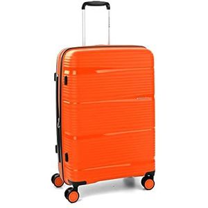 RONCATO R-Lite 4-wielige harde trolley met tsa, Oranje, Middelgrote uittrekbare harde koffer met 4 dubbele zwenkwielen