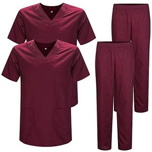 Misemiya - 2 stuks - Set uniformen unisex blouse - medisch uniform met bovendeel en broek - Ref.2-8178, Granaat 22