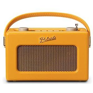 Roberts Radio Revival Uno BT Compacte draagbare radio met Dab-FM, Bluetooth, vintage design, streaming, AUX-ingang, hoofdtelefoonuitgang, alarm, zonnegeel