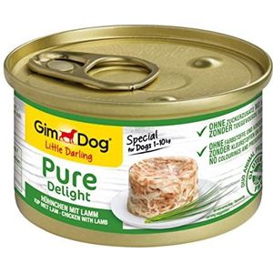 GimDog Pure Delight Kip met lamsvlees - Eiwitrijke hondensnack met mals vlees in smakelijke gelei - 12 blikjes (12 tot 85 g)