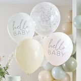 Ginger Ray Hello Latex ballonnen met bloemenprint voor babyshower, pastelkleuren, 5 stuks