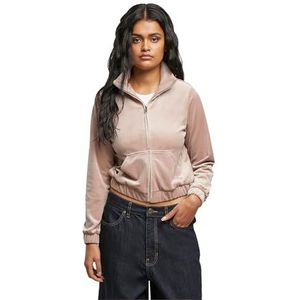 Urban Classics Tb7113-Dames Short Velvet Track Jacket Lichte Jassen voor Dames (1 stuk), Roze duskrose