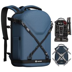 TARION Camerarugzak met harde schaal, cameratas met 38,1 cm laptopvak en regenhoes, rugzak voor drones, spiegelreflexcamera's, Blauw, Hardcase Camera Rugzak