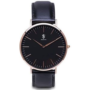 Norvin Horloge 9911, Black and Rose Gold, 40 mm, Armband, zwart en roségoud, 40 mm, armband