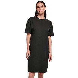 Build Your Brand Dames Bio T-shirt jurk oversize met split, zwart.