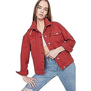 Trendyol Burgundy jeansjas voor dames, bordeaux, XS, Bordeaux