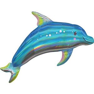 Amscan 3937601 folieballon ""Delfin"", 73 x 68 cm, blauw