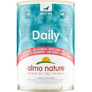 Almo Nature Daily Dog natvoer voor honden met varkensvlees, 24 verpakkingen van 400 g