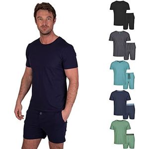 Light & Shade Modal pyjamaset voor heren, ronde hals, korte broek, marineblauw, S
