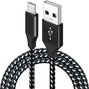 BIBTIM Micro-USB-kabel 2 m, micro-paar USB 2.0A mannelijke kabel Android micro USB snellaadkabel gegevensoverdrachtssnelheid 480 Mbps, compatibel met Samsung Galaxy S7 S6, Sony, LG, PS4