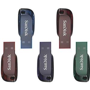 SanDisk Cruzer Blade 32 GB USB-flashdrive, gekleurd, vijf stuks