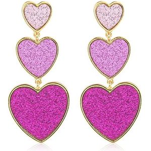 Hart oorbellen, roze hart oorbellen voor vrouwen meisjes tieners oorbellen hart hanger voor Kerstmis Valentijnsdag verjaardagscadeau, Niet-kostbaar metaal, Geen edelsteen