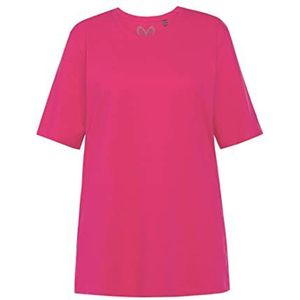 Ulla Popken T-shirt Basique, Encolure dégagée, Détendu, Demi Manches Femme, couleur rose, 54