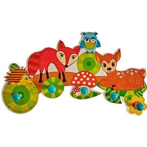 Hess Houten speelgoed 30303 kapstok van hout met 5 haken voor kinderen, 37 x 22 x 6,5 cm, handgemaakt als blikvanger in elke kinderkamer en hal