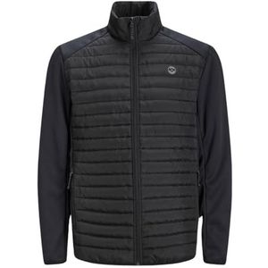 JACK & JONES Jjemulti Noos gewatteerde herenjas, zwart. Details: set-in mouwen