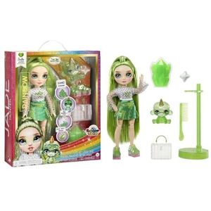 Rainbow High Mannequin pop met slijm en huisdier – Jade (groen) – 28 cm glitterpop met sprankelend slijm, magisch huisdier en modeaccessoires – 4-12 jaar