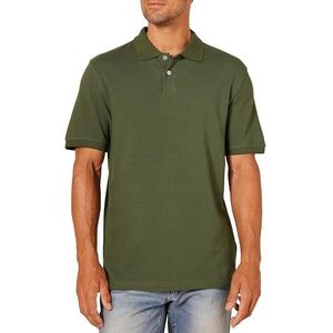 Amazon Essentials Poloshirt van katoen-piqué voor heren, slim fit, olijfgroen, maat L