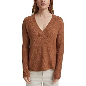 ESPRIT Collection Met alpaca: V-hals trui, Karamel