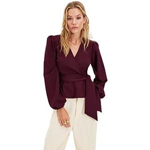 Trendyol Burgundy Belt Craissile dameshalsketting blouse, bordeaux, 42, bordeaux, 42, Bordeaux