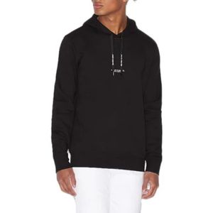 Armani Exchange Sweatshirt met capuchon en logo op de voorkant op de rug voor heren, zwart.