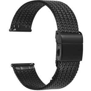 WOCCI Elite Metalen horlogeband voor dames en heren, geweven mesh van 316L roestvrij staal, vouwsluiting, bandbreedte 14 mm, 16 mm, 18 mm, 20 mm, 22 mm, 14 mm