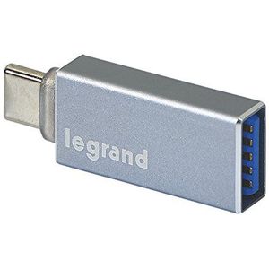 Legrand, USB C naar USB 3.0 adapter met OTG en aluminium behuizing voor USB type C apparaten zoals MacBook Pro 2017/2016, Google Chromebook Pixel, Samsung S9, S8 / S9+, S8+, 050692