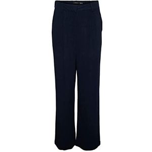 Vero Moda Vmtiraver Mr Wide Linen Pants damesbroek, marineblauw, 30W x 30L, marineblauw, 30W/30L, Navy Blauw