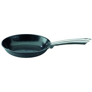 GSW 714242 professionele gietijzeren braadpan met deksel 24 cm zwart