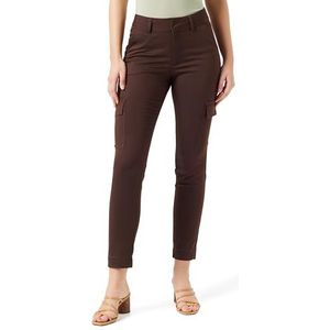 KAFFE Women's Trousers High Waisted Slim Fit Cargo Pockets Regular Waistband Pants Femme, Java, 38