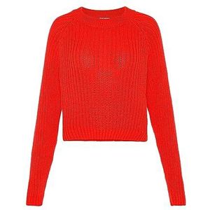 myMo Women's Femme Pull en Tricot Côtelé Col Rond Polyester Corail Taille M/L Pull Sweater, M, corail, M