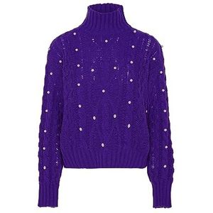 Nascita Pull à col roulé manches longues et ornement de perles pour femme - Polyester - Violet - Taille M/L, violet, M