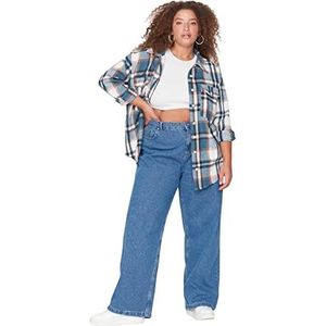 Trendyol Trendyol Damesjeans met hoge taille, wijde pijpen, damesbroek (1 stuk), Blauw