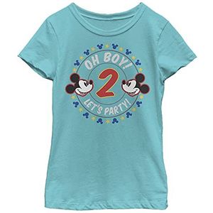 Disney Mickey and Friends Oh Boy Let's Party 2e verjaardag meisjes T-shirt, Tahitiblauw, XS, Tahiti-blauw