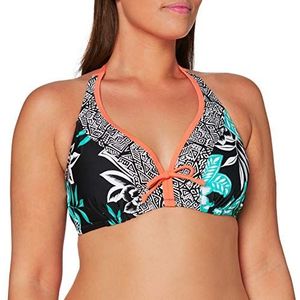 Pour Moi Sea Breeze Hidden Triangle Underwired bikinitop voor dames, groen/zwart/koraal, 32DD, groen/zwart/koraalrood
