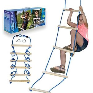 Schildkröt® Jungle Ladder, Jungle Line, robuuste touwladder, 2,5 meter lang, 6 treden van hoogwaardig hout