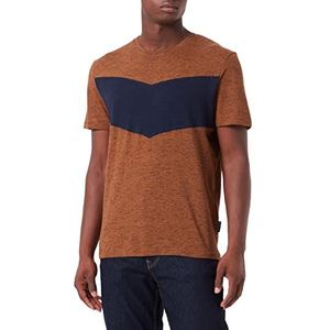 TOM TAILOR Heren T-shirt met melange-look, 30422, blauw gemêleerd