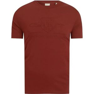 GANT T-shirt Reg Tonal Shield SS pour homme, rouge rubis, M