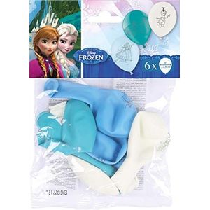 Disney Frozen set van 6 ballonnen, ijskoningin, blauw en wit, 9 x 22,8 cm