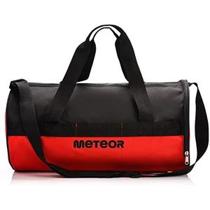 Sporttas Sport Bag ideaal voor Fitness Sportschool voor Dames en Heren Sporttas met een Schoenenzak Reistas (25L, Rood/zwart)