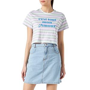 Springfield Camiseta De Manga T-shirt voor dames, Corta Rayas Amour korte mouw, Morado/Paars